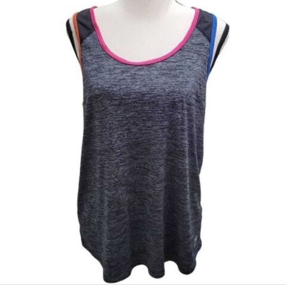 Fila Sport Active Wear Sleeveless Tank  Gray MultiColor Mesh Athleisure Sz L